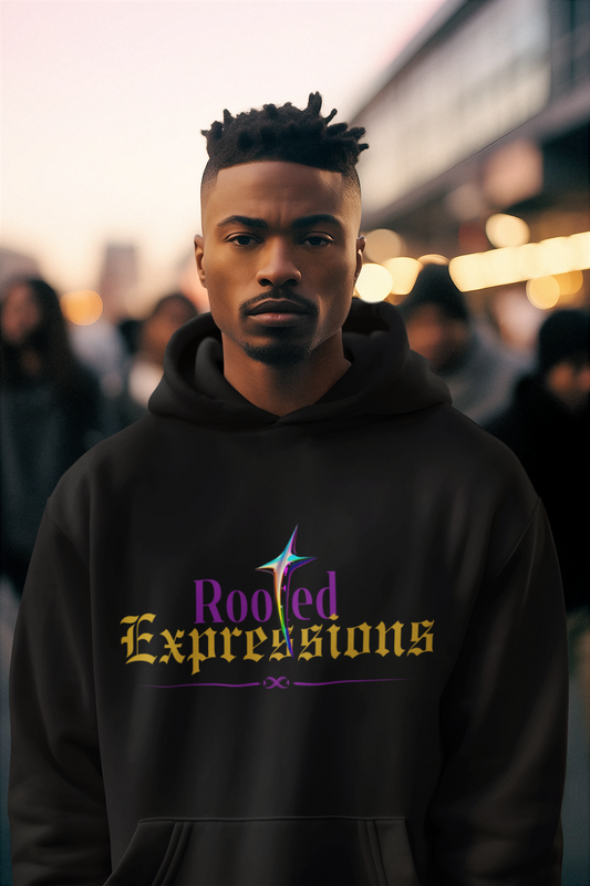 "Rooted Expressions" Hooded Sweatshirt with Christian quote