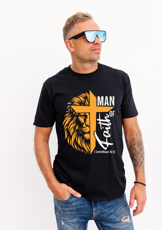 "Man of Faith T-shirt with Christian Quote