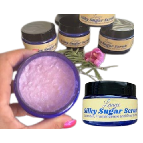 Silky Sugar Scrub, Sweet Lavender, Frankincense, 5 Oz Exfoliating Body, Feet, Elbows Scrub, Shea Butter Sugar Scrub, Lavender Sugar Scrub